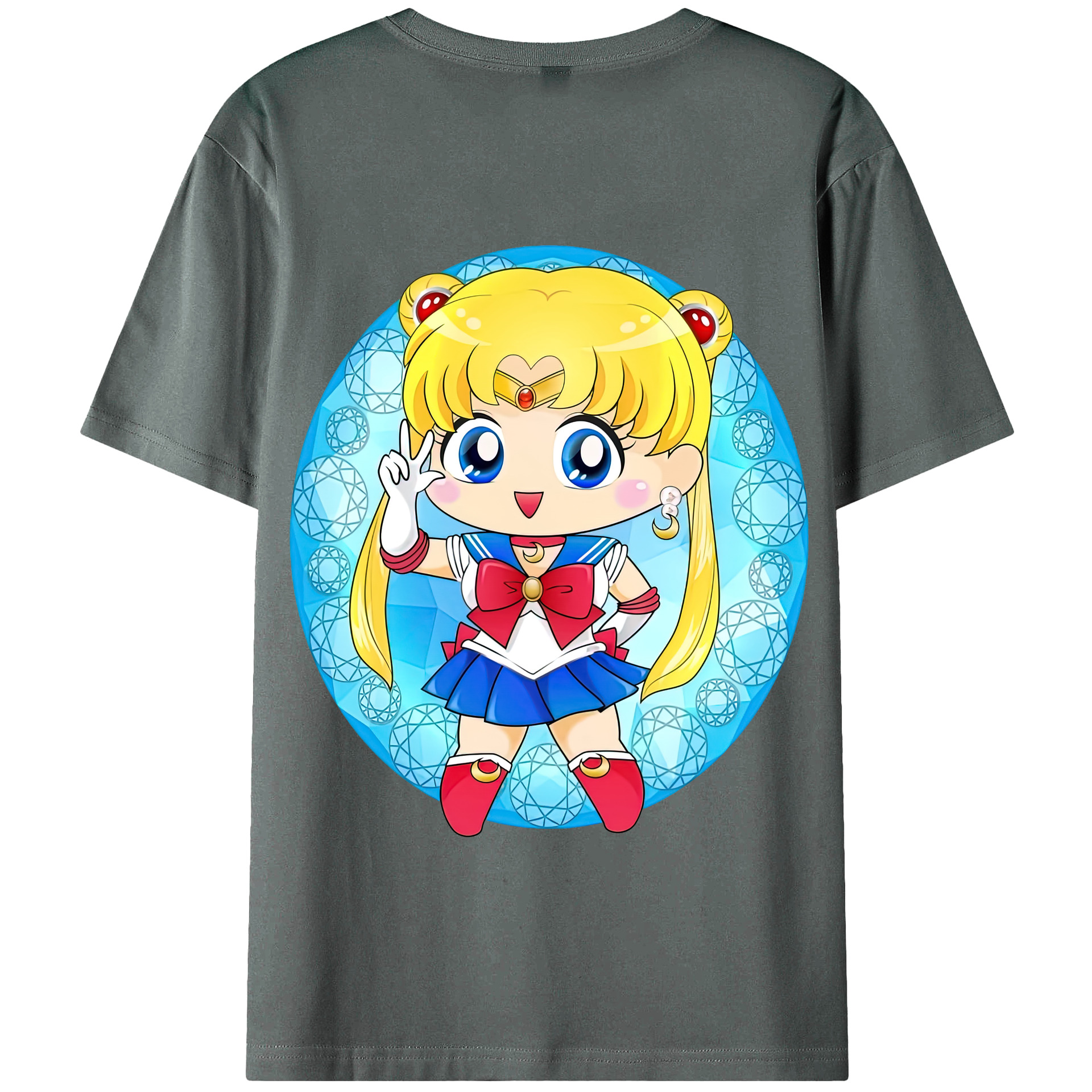 （画像用） 美少女戦士セーラームーン 月野 うさぎ つきの うさぎ Sailor Moon Tsukino Usagi 綿100％半袖Tシャツ（背面プリント）